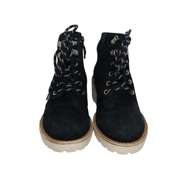 Copper Key Womens Pre-owned "Bundleup" Black Leather & Suede Laceup Boots-sz. 9M - Picture 2 of 6